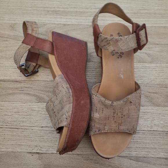 Kork-Ease Keirn Cork Leather Platform Wedge Sandal Size 9 Chunky - Picture 2 of 10